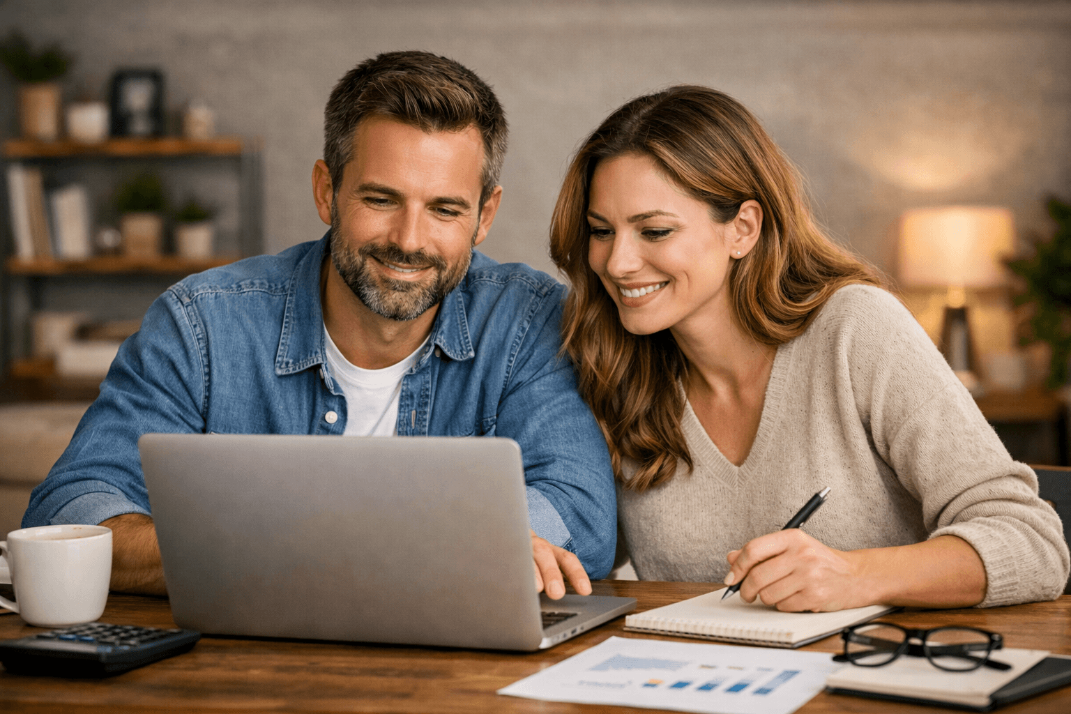 Casal acompanhando licitações do governo no computador